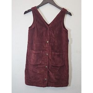 Old Navy Sleeveless Button-Front Dark Red‎ Corduroy Dress Size L (10-12)